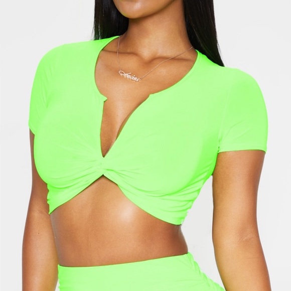 PrettyLittleThing Tops - NWT PRETTYLITTLETHING Neon Green Crop Top